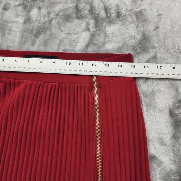 NEW Marc New York Skirt Womens S Beet Red Pull On Pleated Side Zip Slit Preppy - Picture 9 of 11